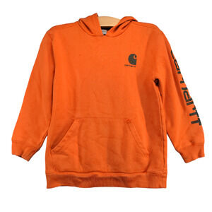 Carhartt Youth Boys Spell Out Pullover Graphic Hoodie Sweatshirt Orange Large